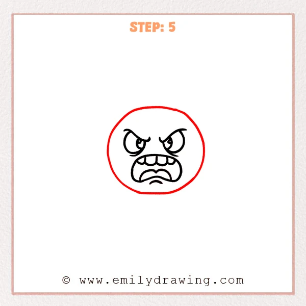 how to draw an angry face - Step 5
